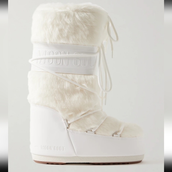 Moon Boot Shoes - Moon Boot Tall Icon Faux Fur Boot White Cream Moon Boots Fur Snow Boots